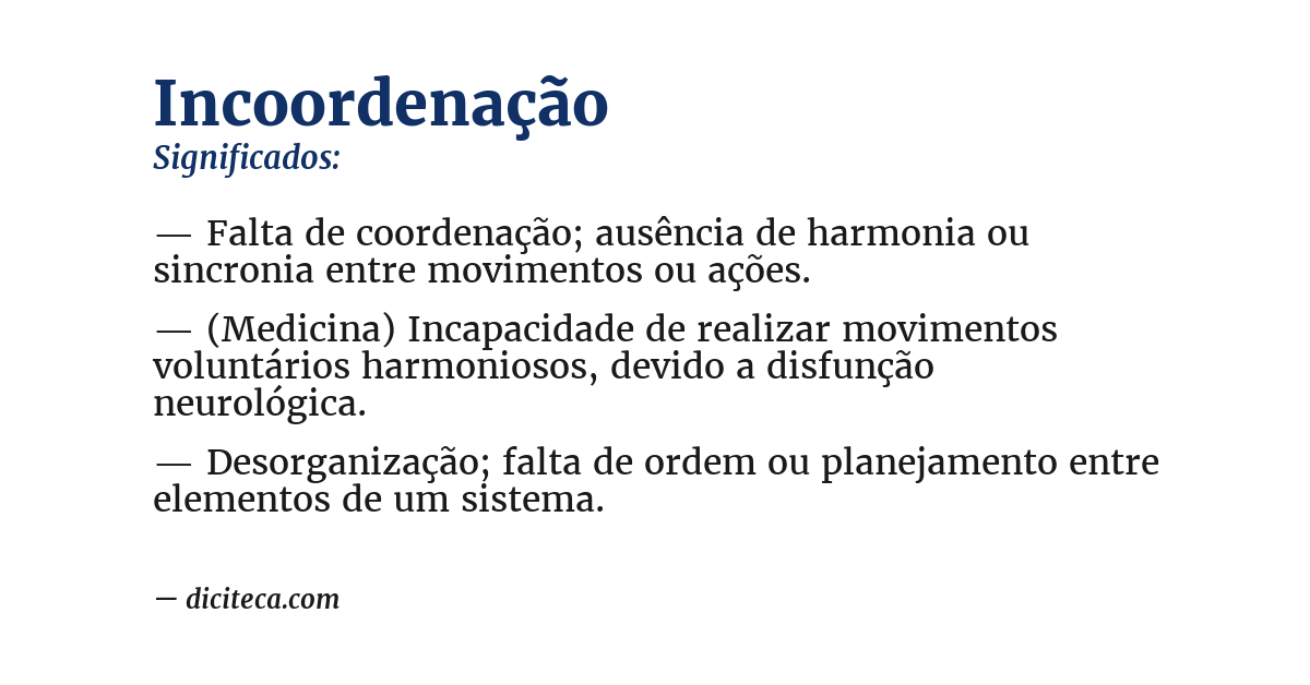 Significado de incoordenação