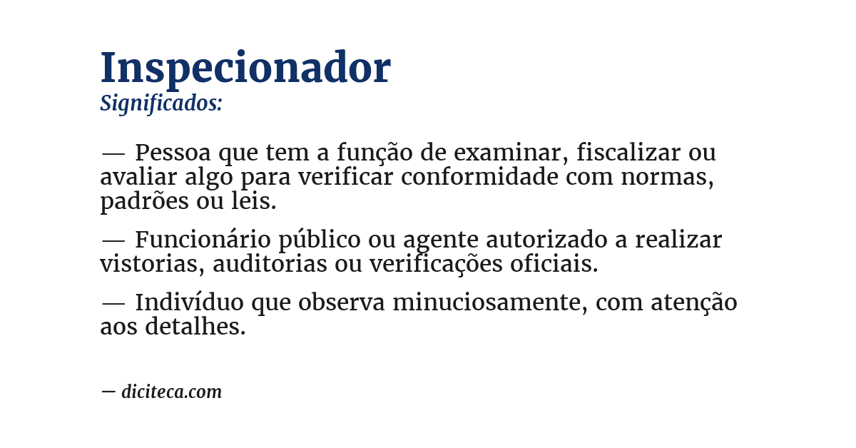 Significado de inspecionador