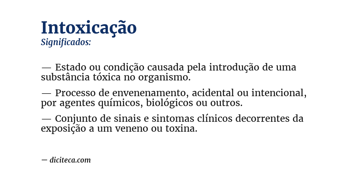 Significado de intoxicação