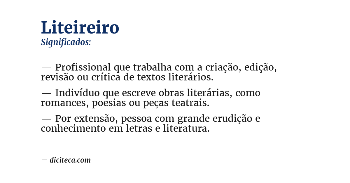 Significado de liteireiro