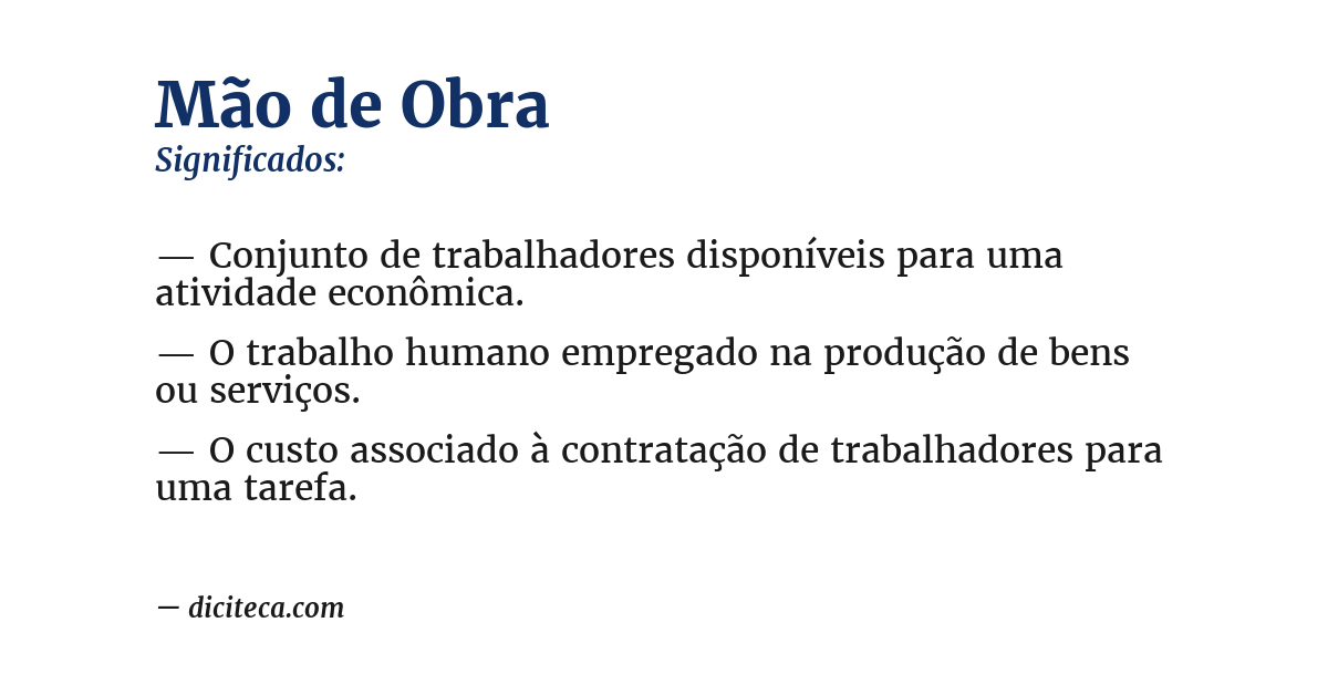 Significado de mão de obra
