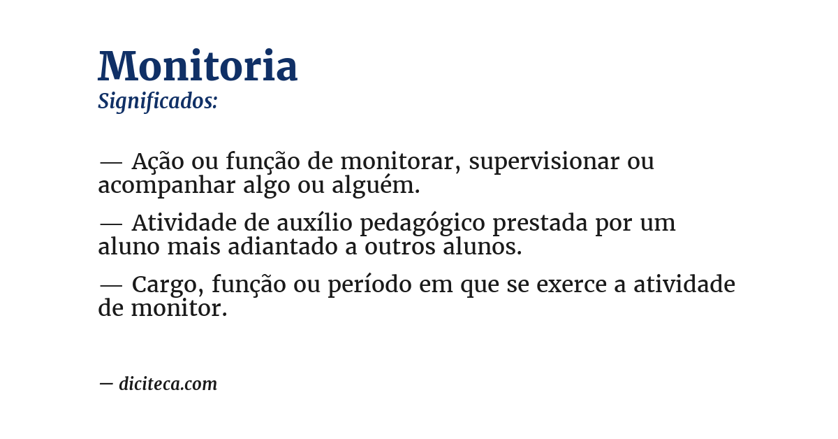 Significado de monitoria