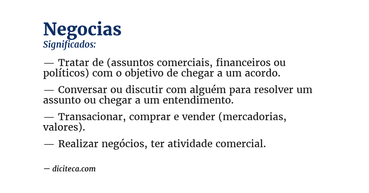 Significado de negocias