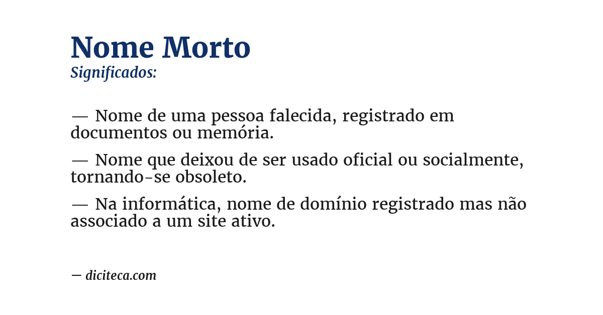 Significado de nome morto