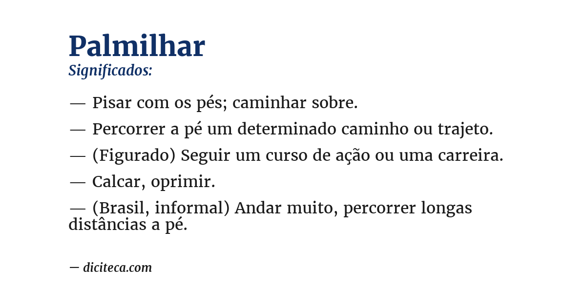 Significado de palmilhar