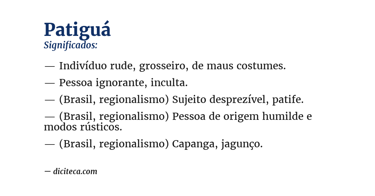 Significado de patiguá