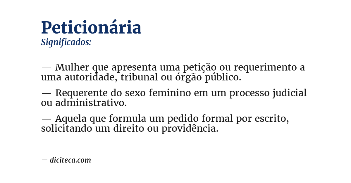 Significado de peticionária