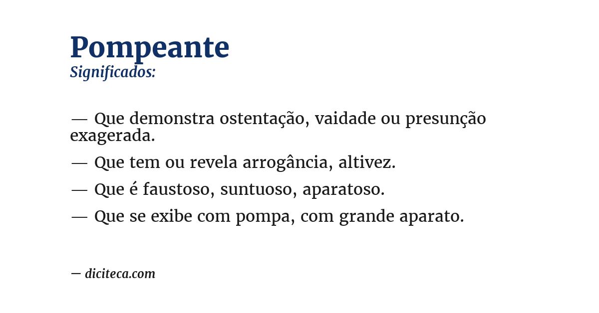 Significado de pompeante