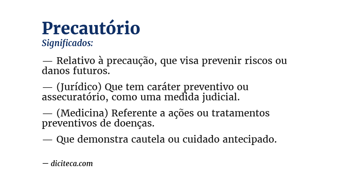 Significado de precautório