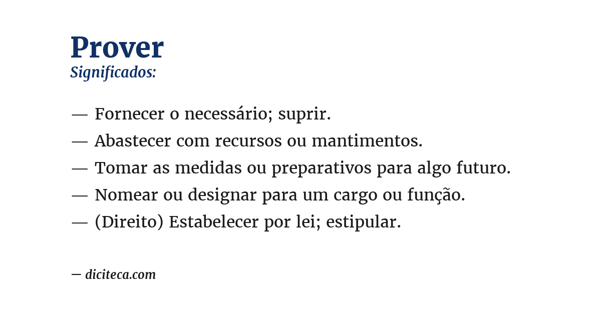 Significado de prover