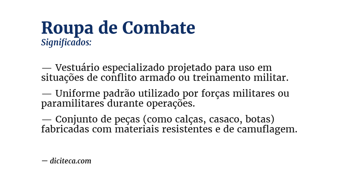 Significado de roupa de combate