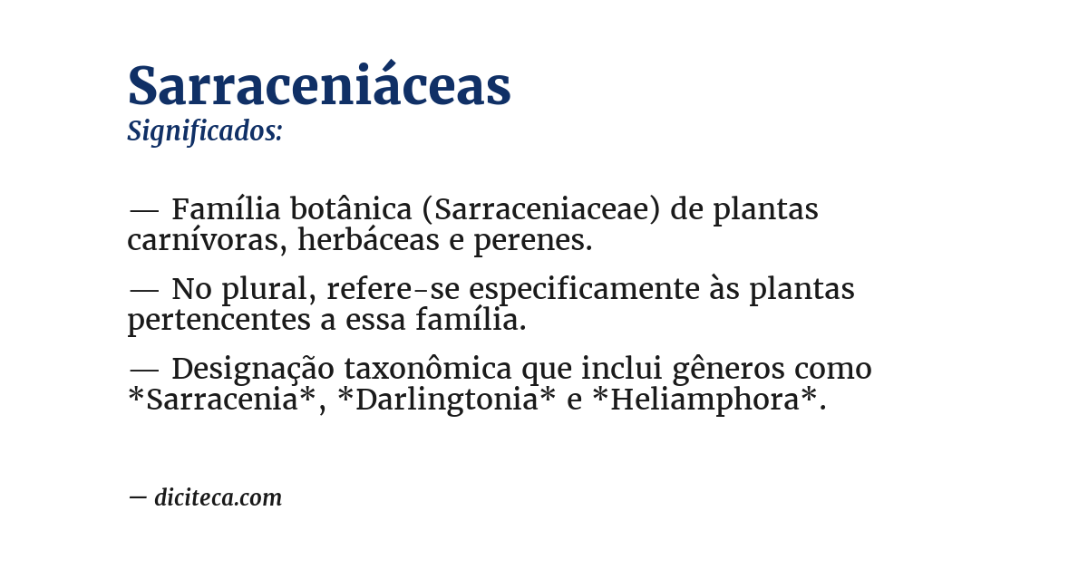 Significado de sarraceniáceas