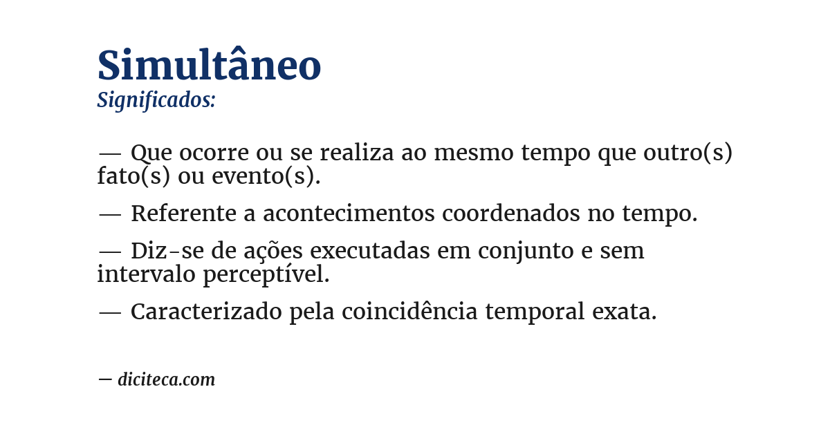 Significado de simultâneo