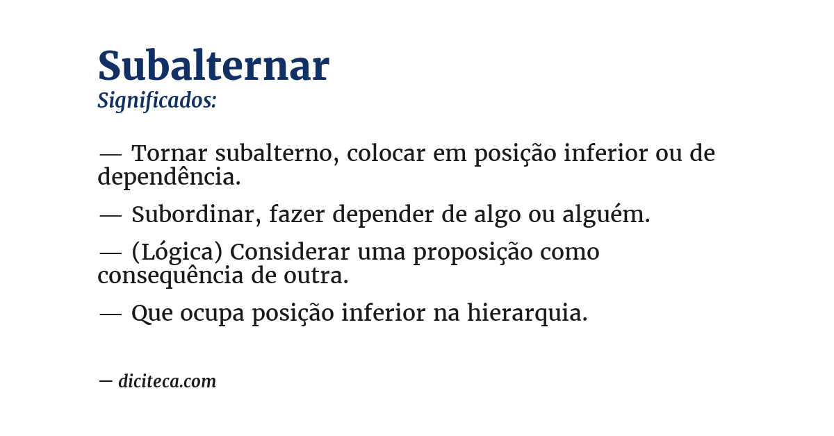Significado de subalternar