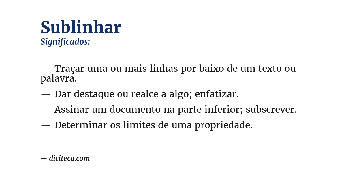 Significado de sublinhar