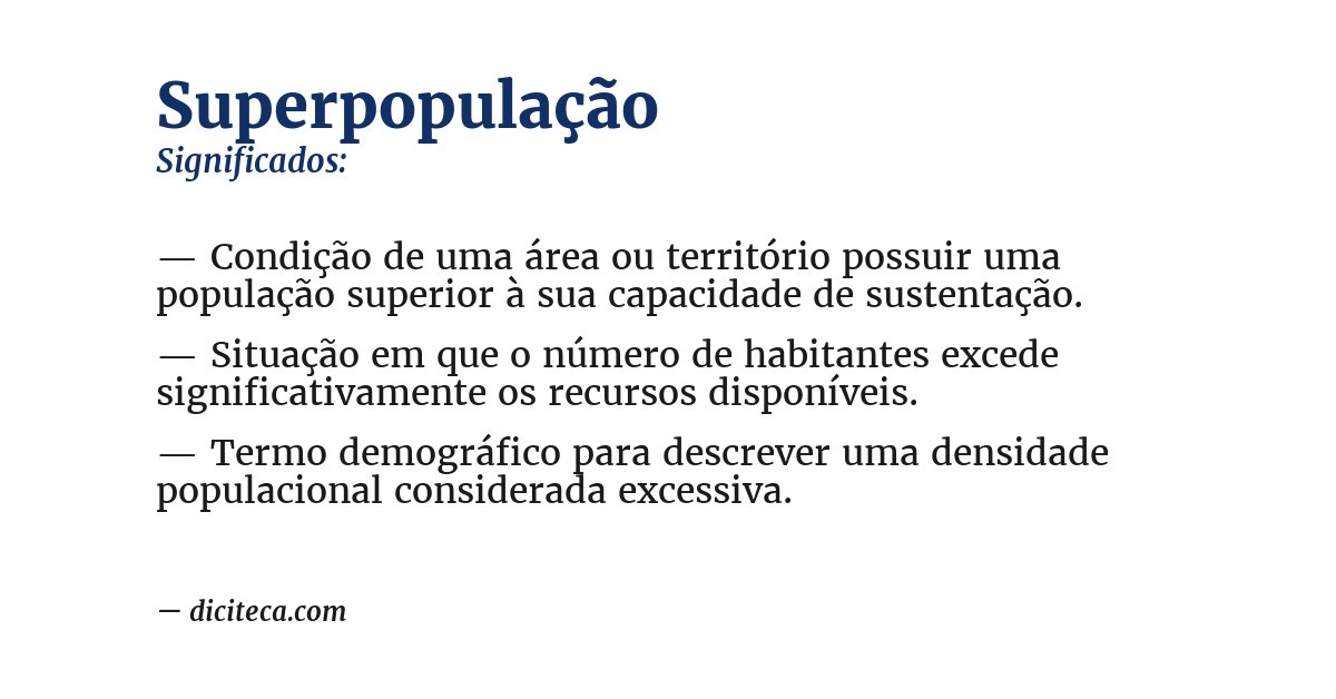 Significado de superpopulação