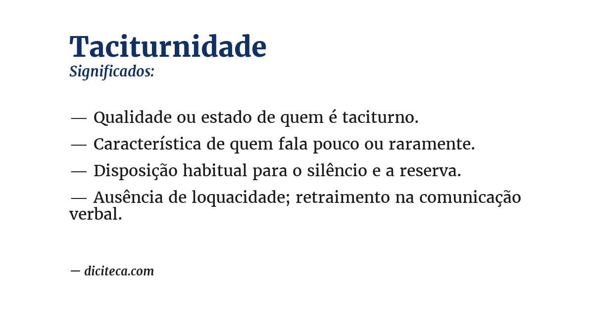 Significado de taciturnidade