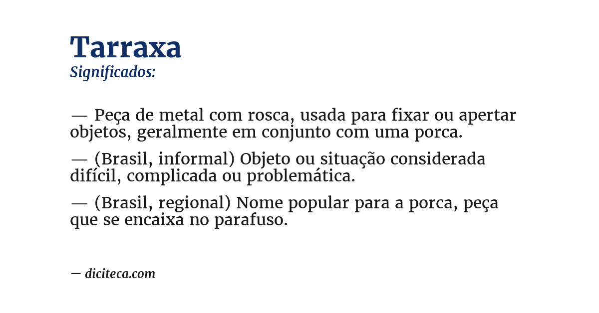 Significado de tarraxa