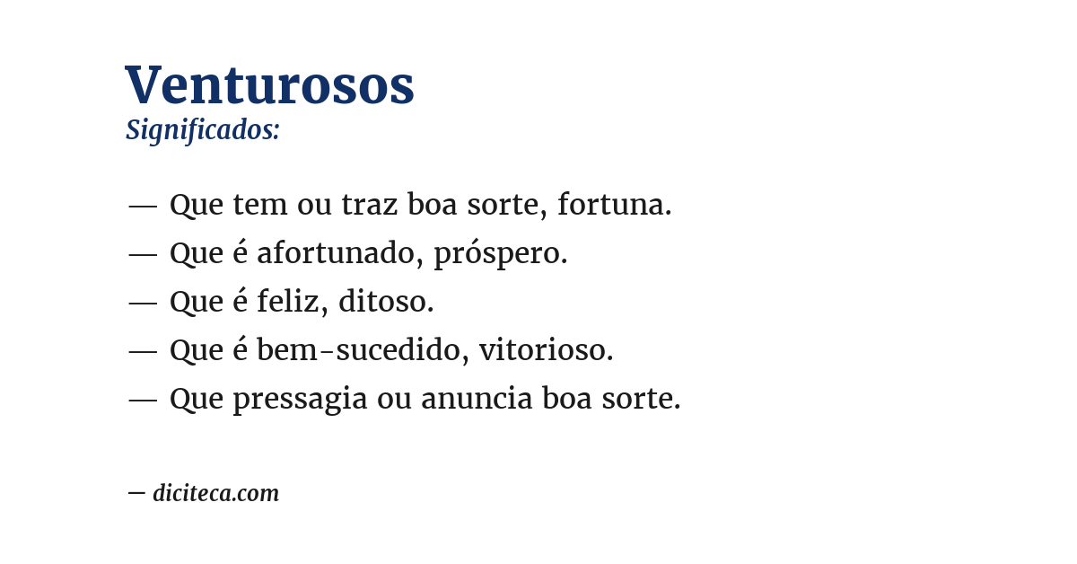 Significado de venturosos