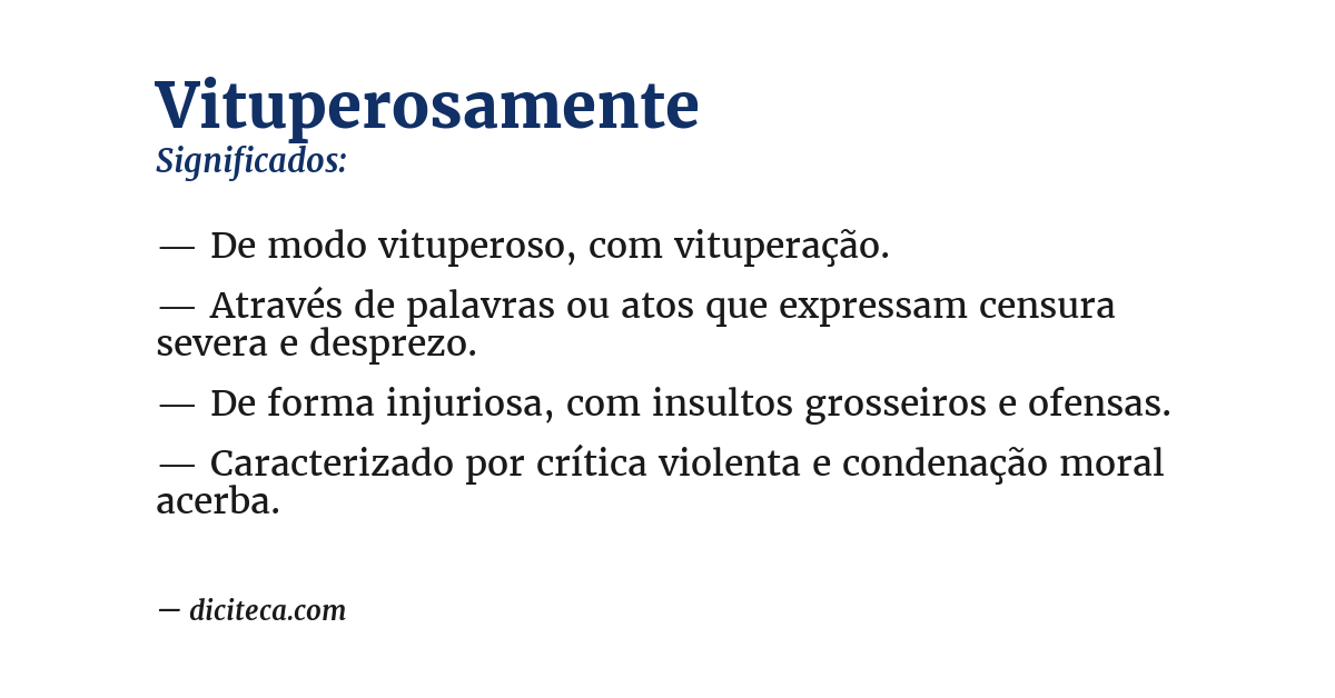 Significado de vituperosamente