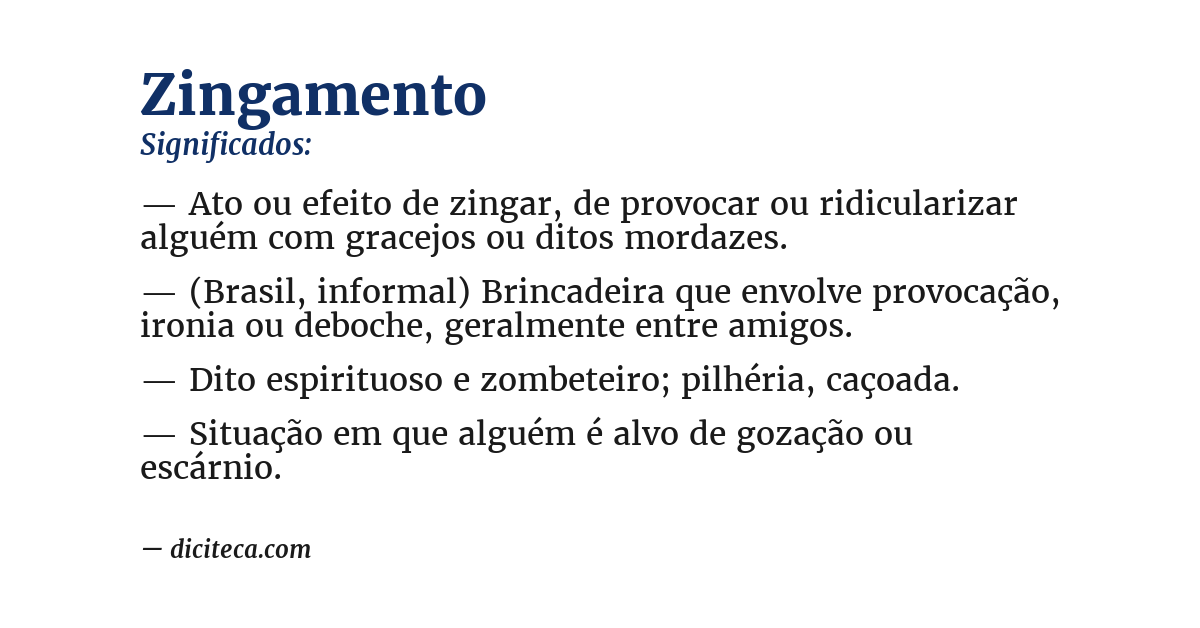 Significado de zingamento