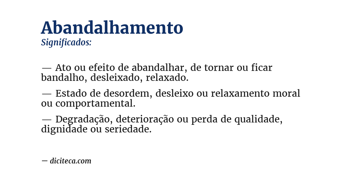 Significado de abandalhamento