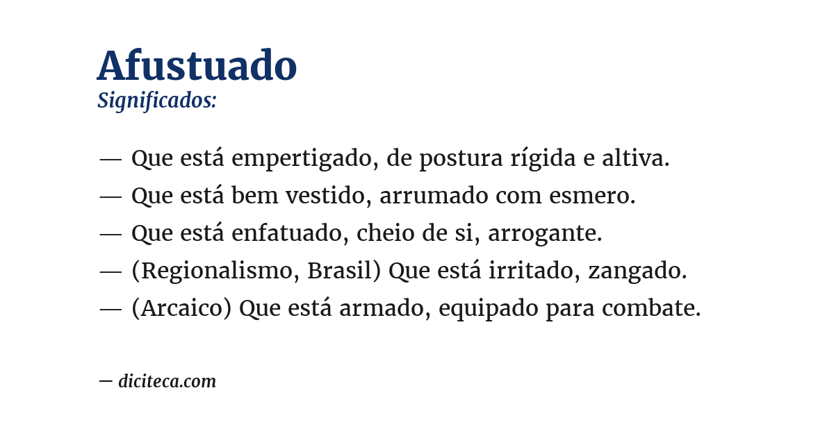 Significado de afustuado