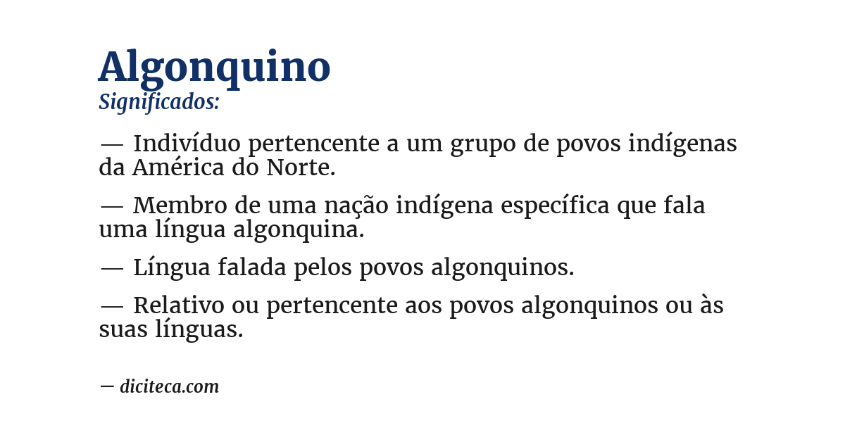 Significado de algonquino