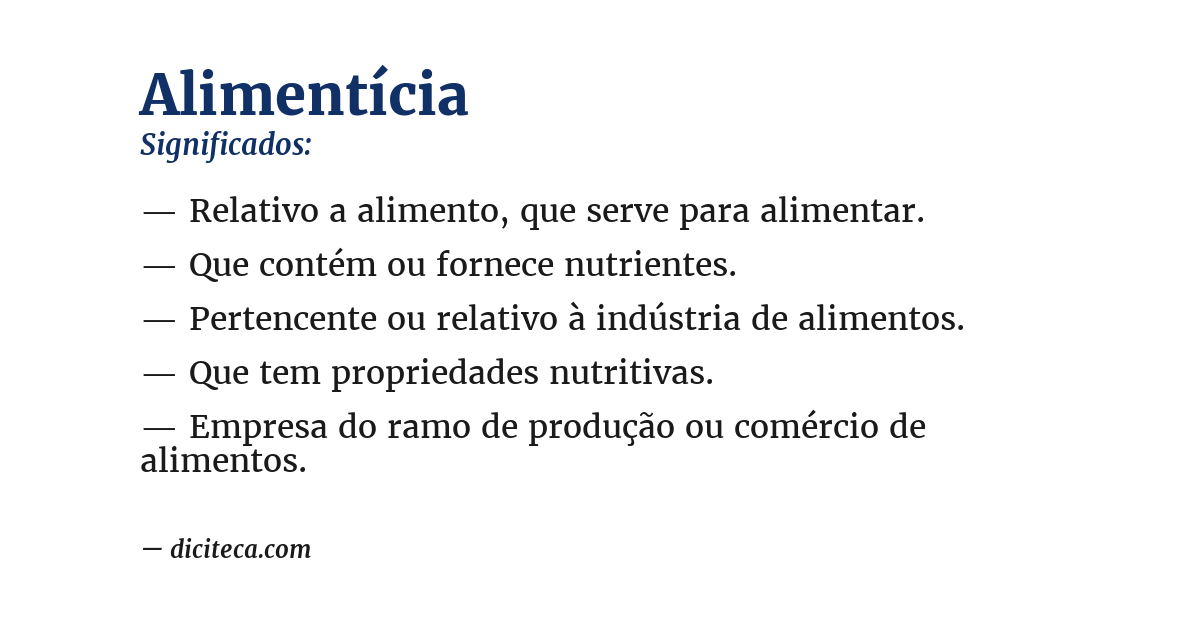 Significado de alimentícia