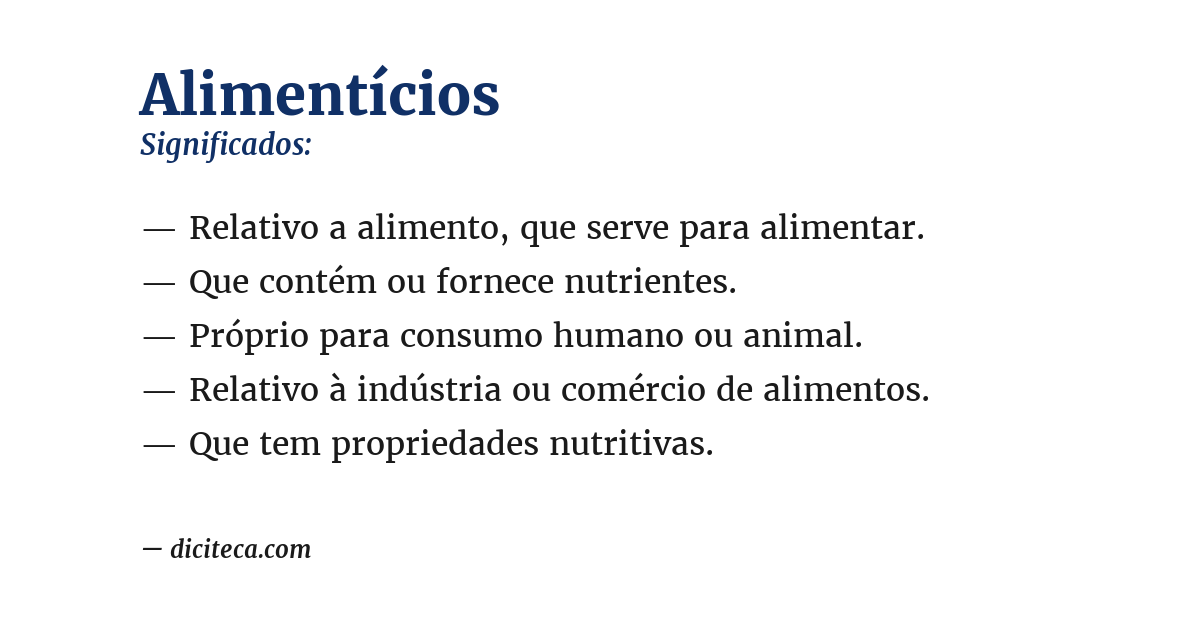 Significado de alimentícios