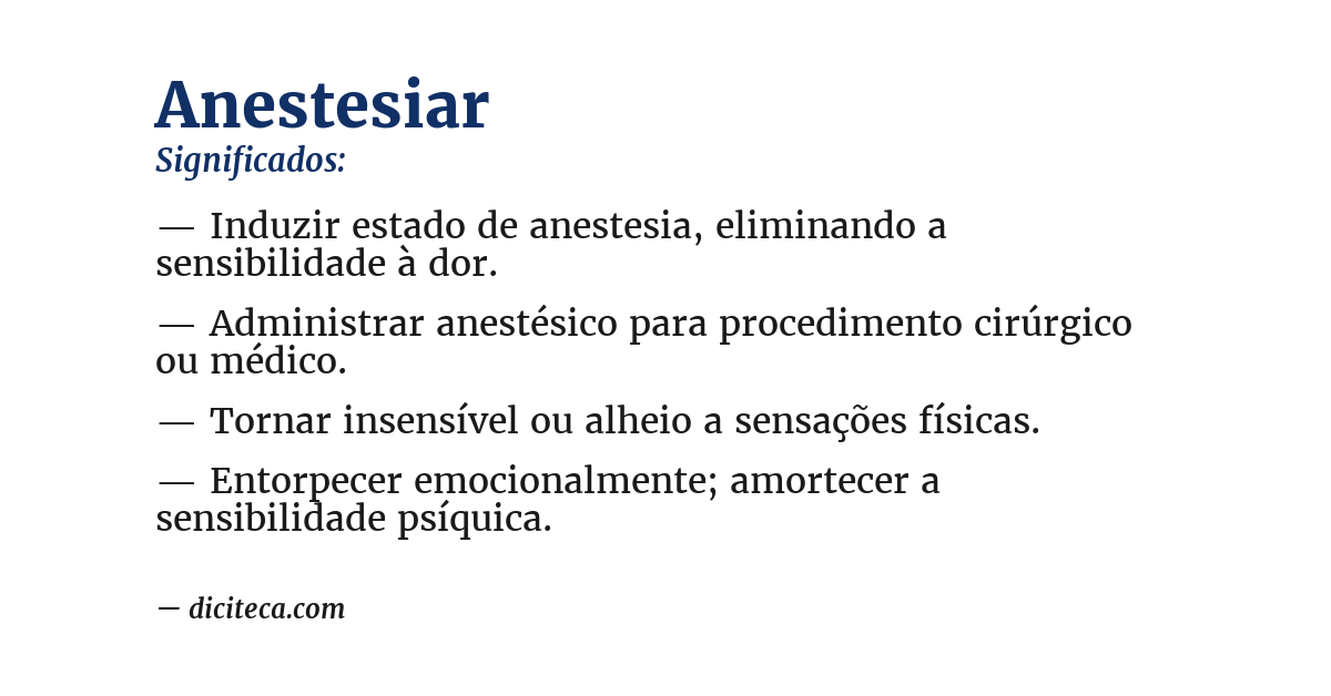 Significado de anestesiar