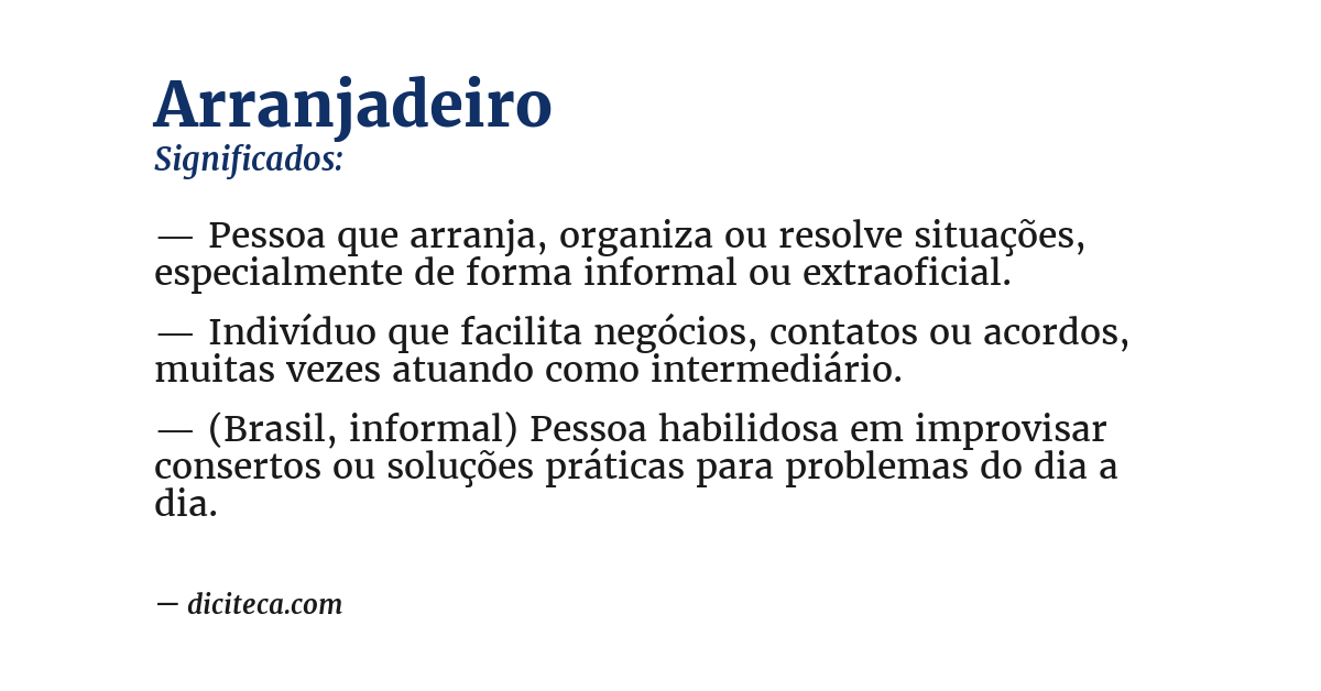 Significado de arranjadeiro