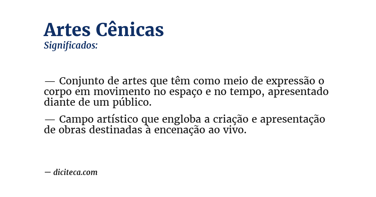 Significado de artes cênicas