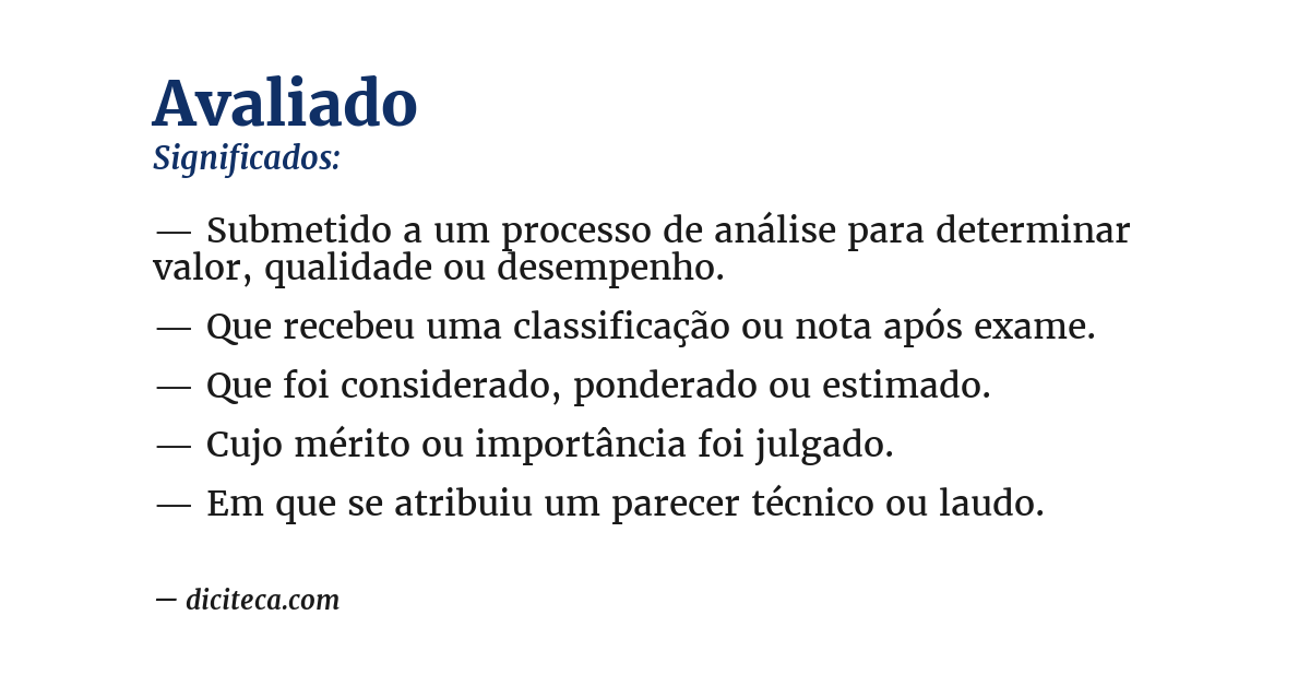 Significado de avaliado