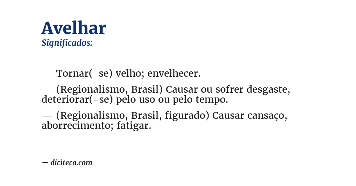 Significado de avelhar