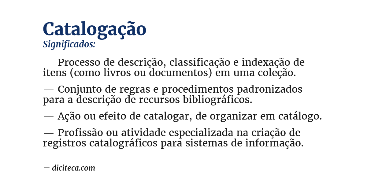 Significado de catalogação