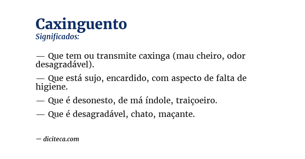 Significado de caxinguento