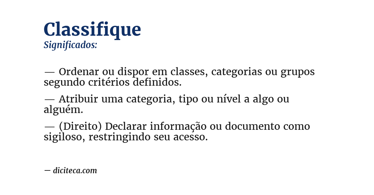 Significado de classifique