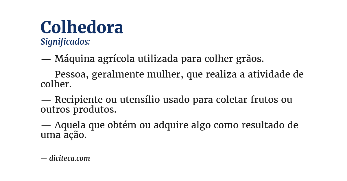 Significado de colhedora