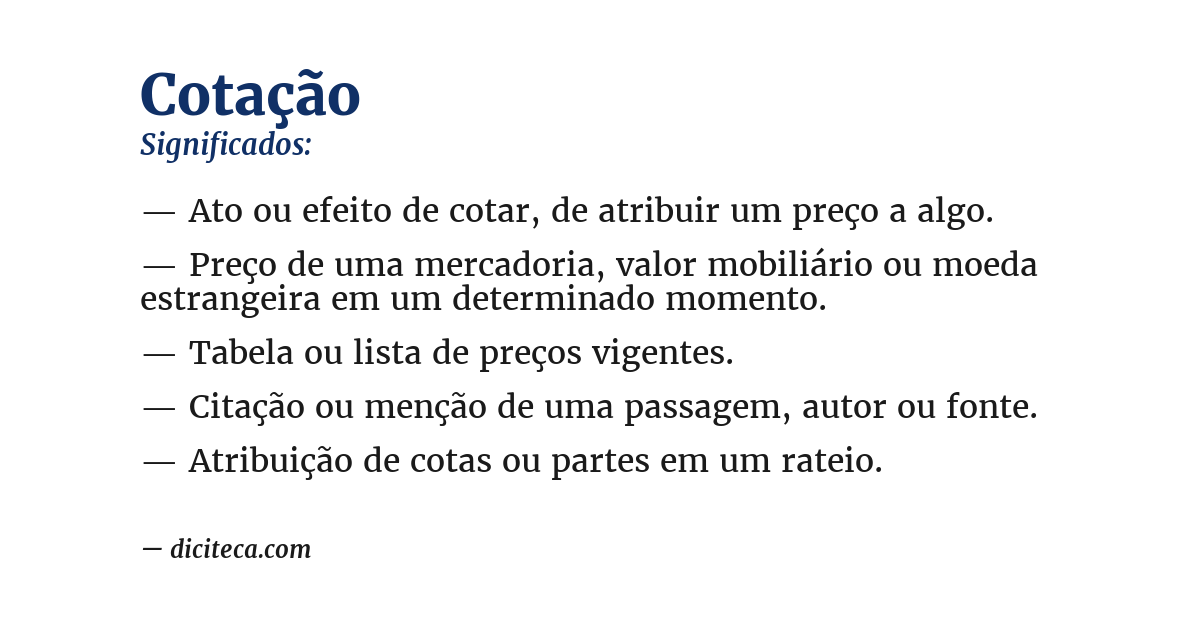 Significado de cotação