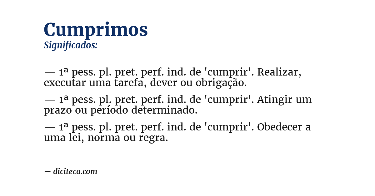 Significado de cumprimos