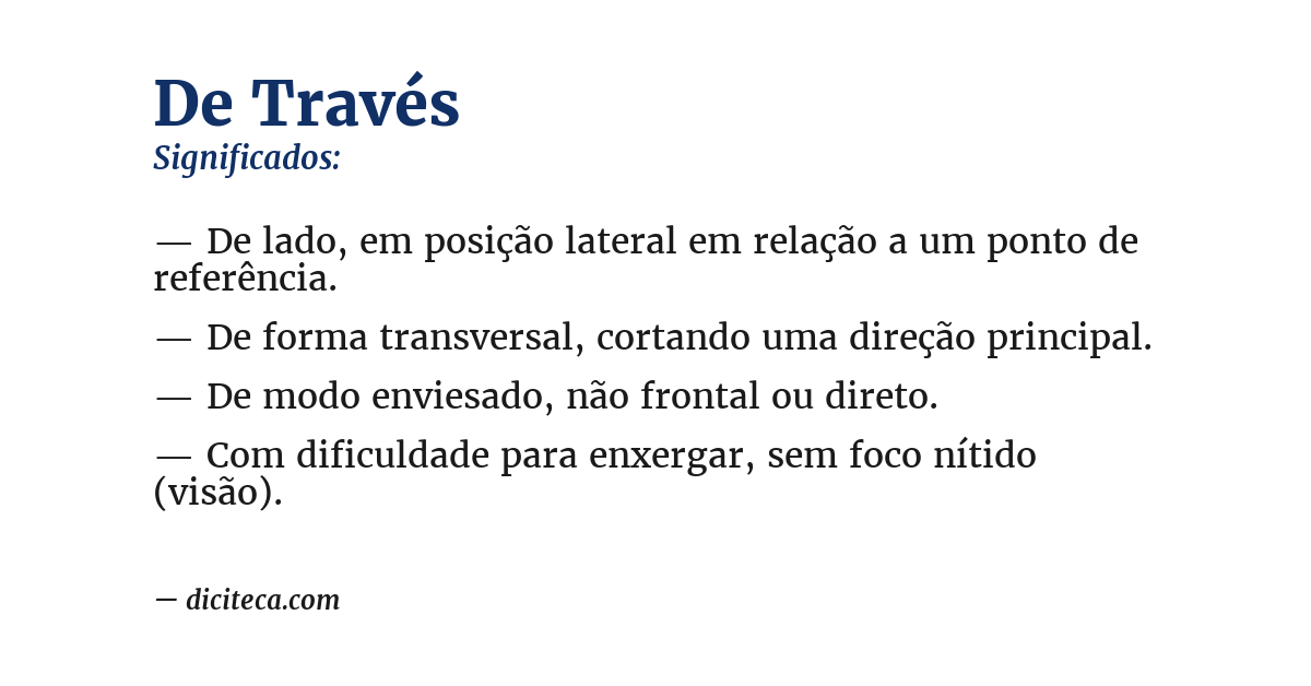 Significado de de través