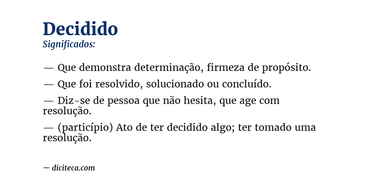 Significado de decidido