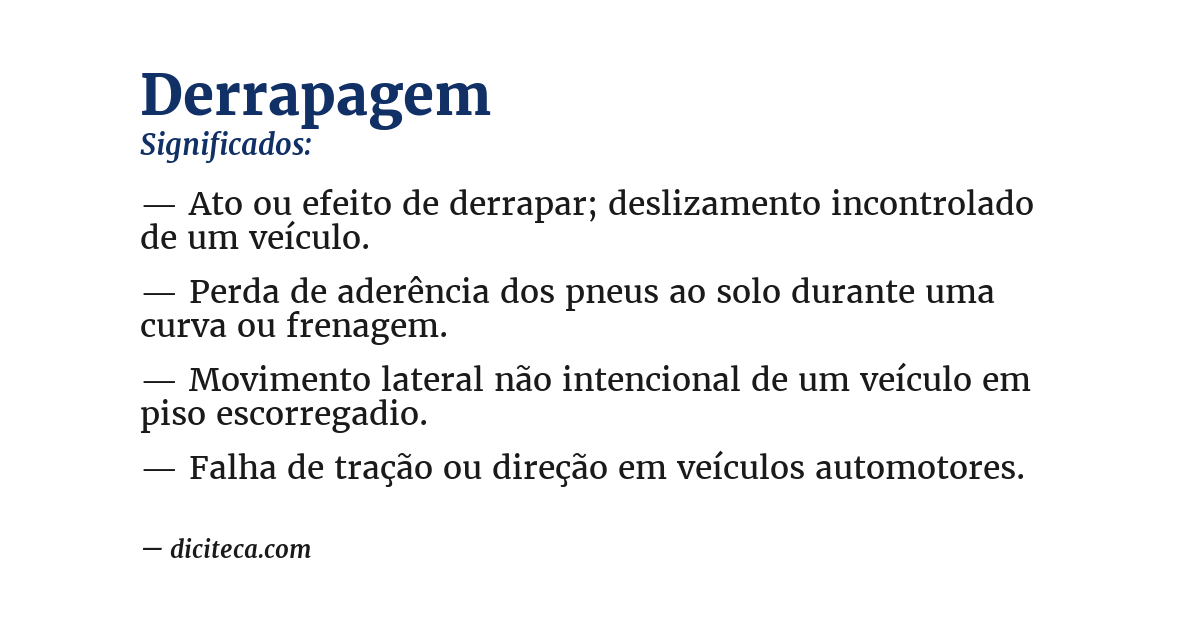 Significado de derrapagem