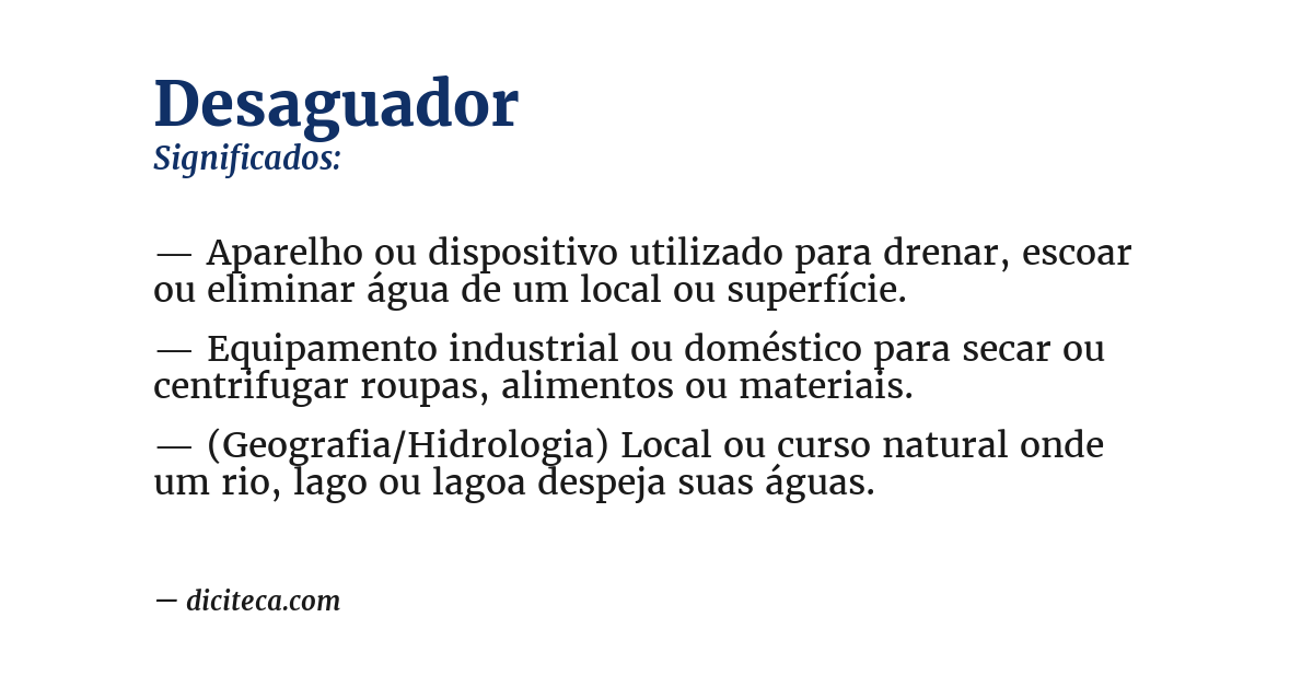 Significado de desaguador