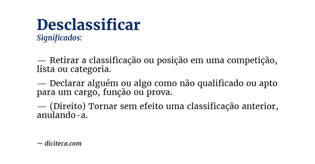 Significado de desclassificar