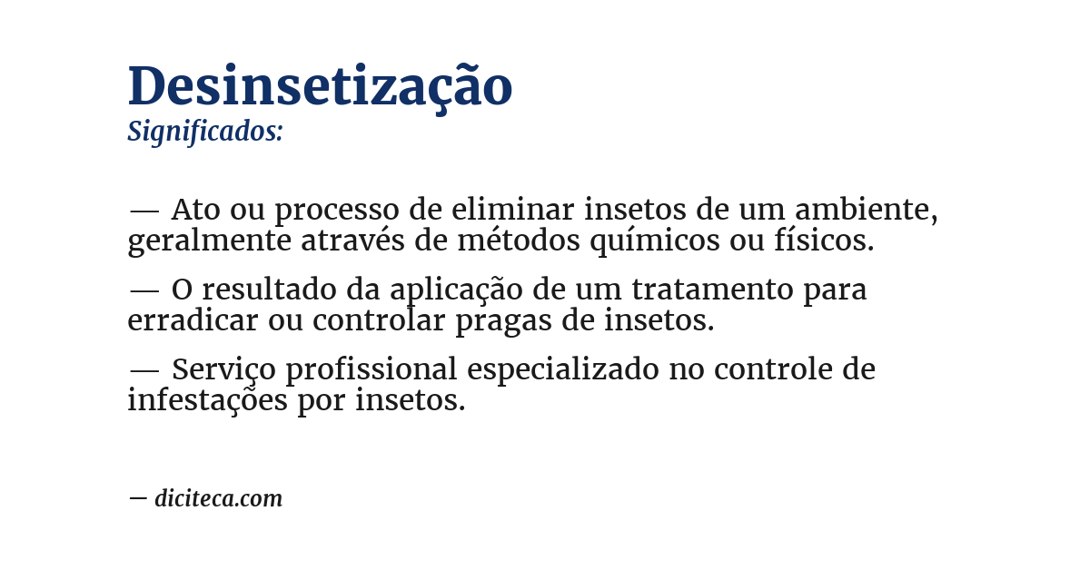 Significado de desinsetização