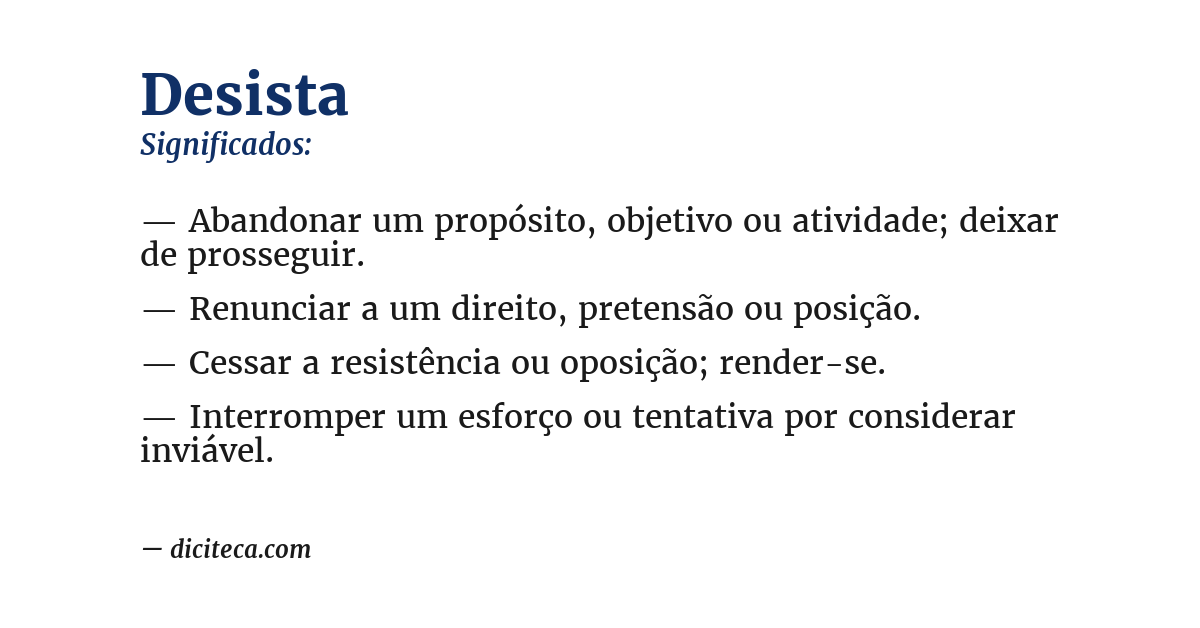 Significado de desista