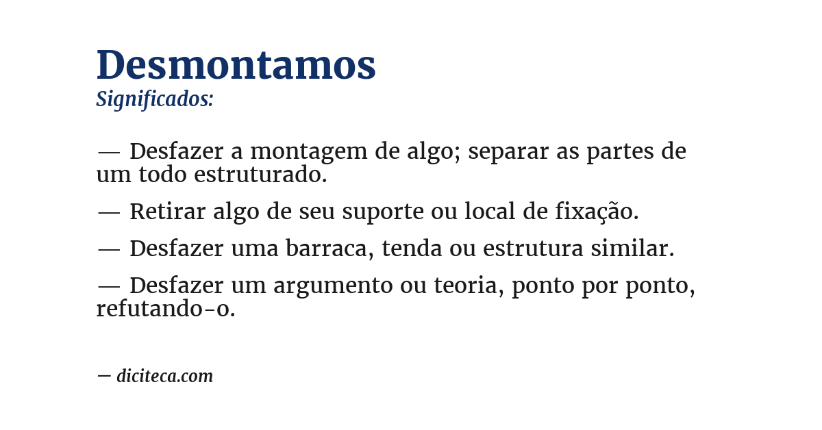 Significado de desmontamos