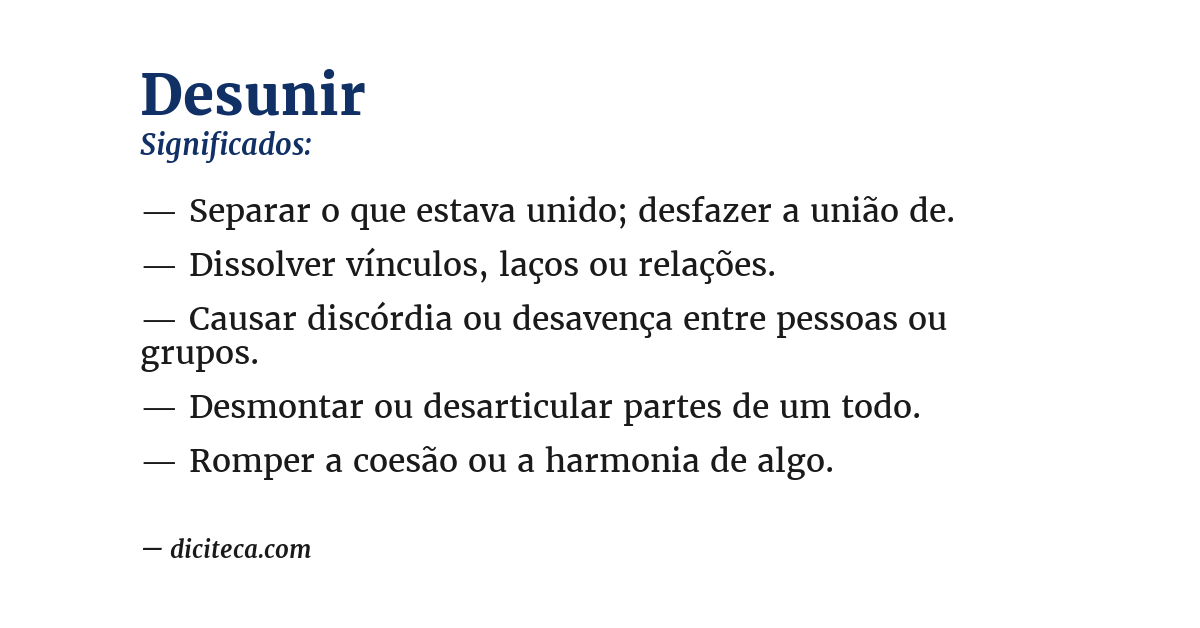 Significado de desunir